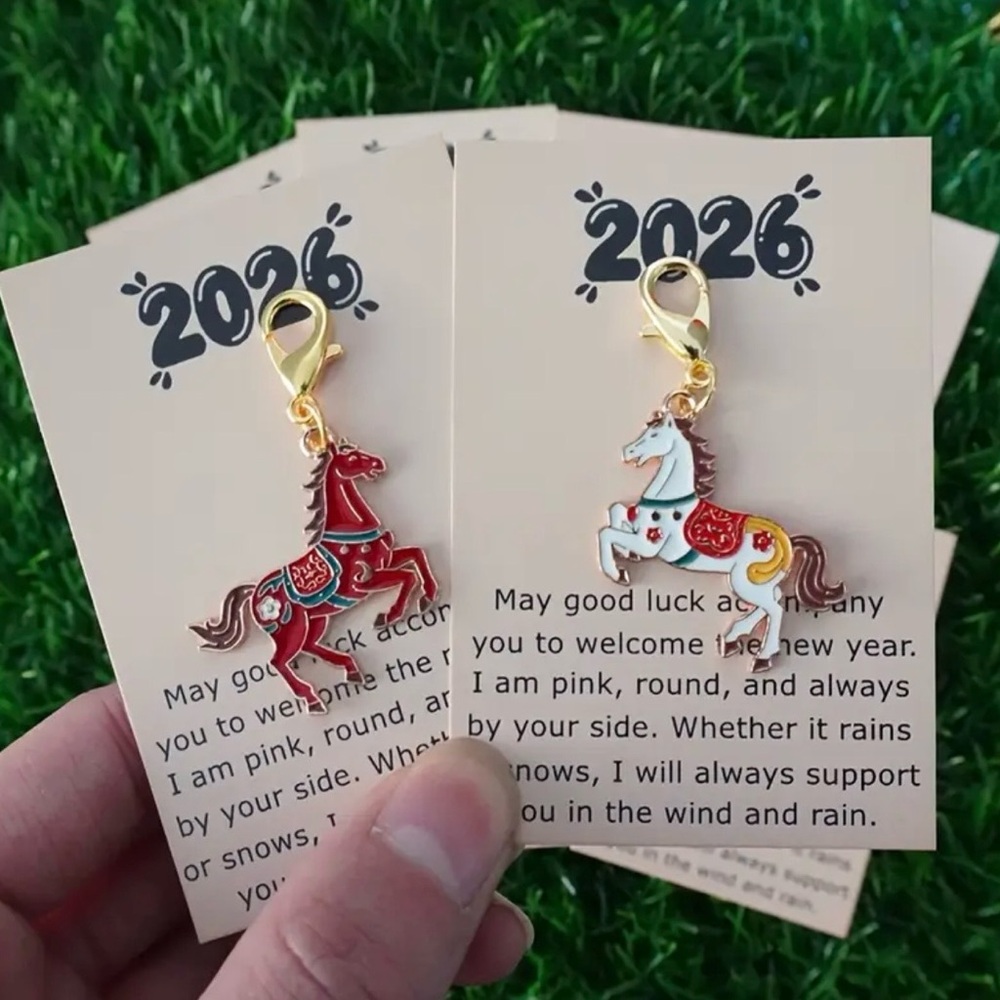 Total 3! 2026 Lunar New Year Red Horse Keychain